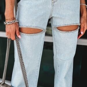 Judy Blue rhinestone slit denim jeans